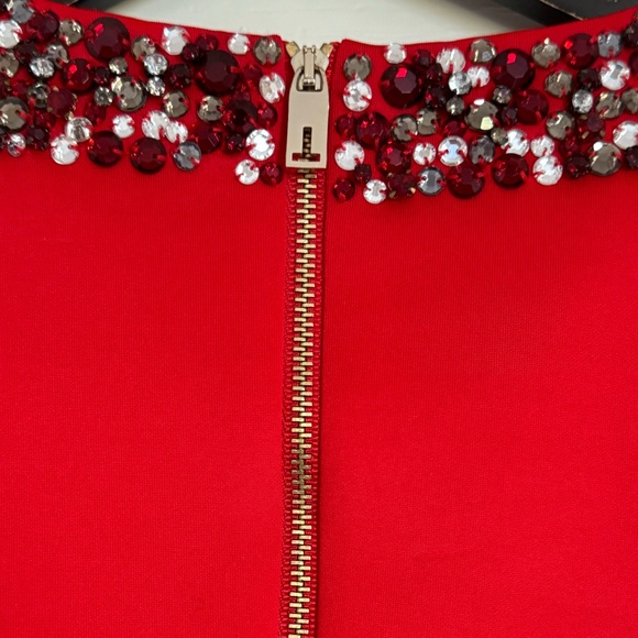 Red Ted Baker Dress with Embellished Collar - Picture 5 of 6
